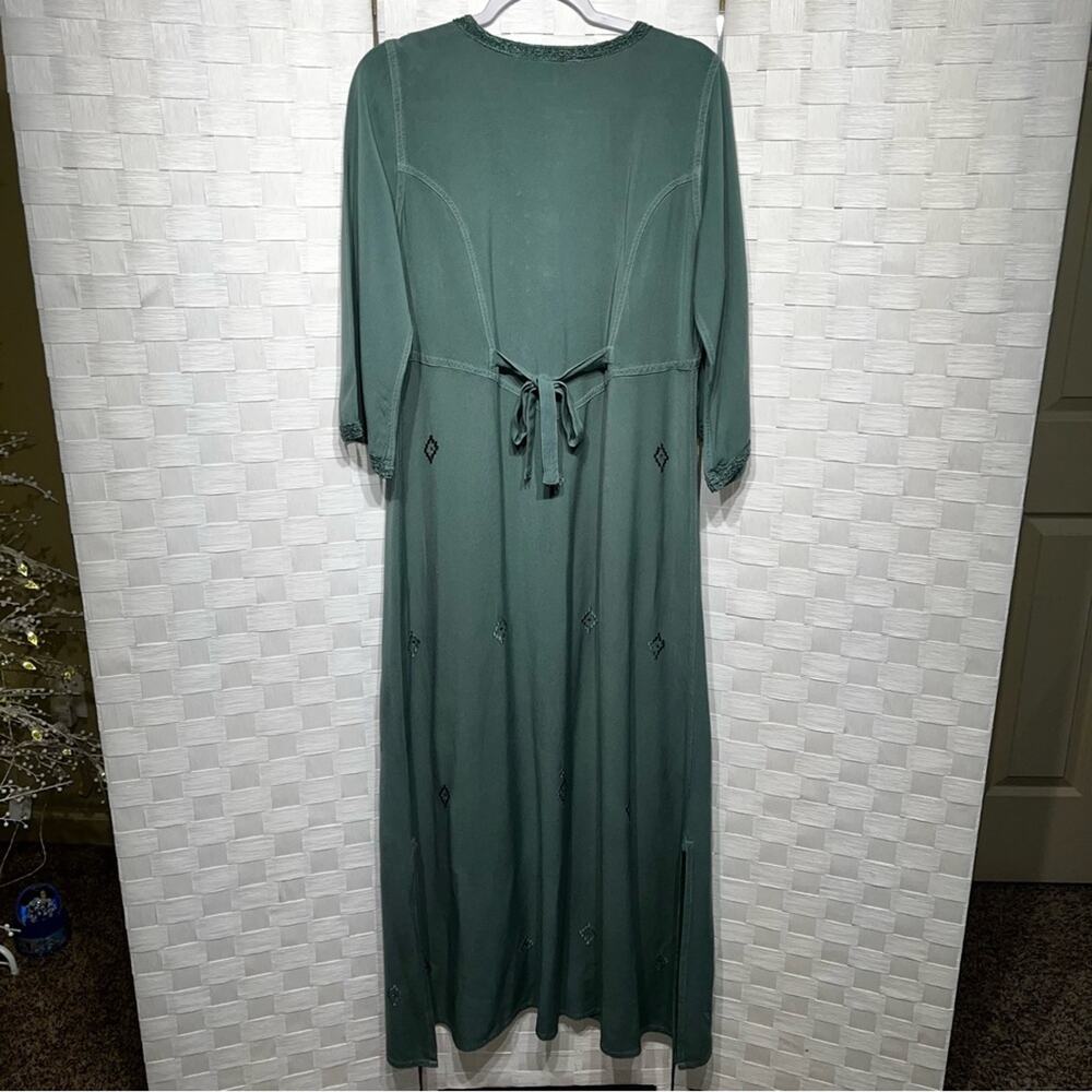 Soft Surroundings Womens Embroidered Sequin Kaftan Maxi Dress Size Small Green - Picture 9 of 11